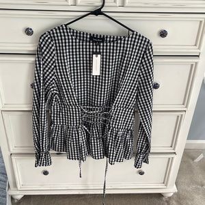 NWT! Gingham peplum Anthropologie top (medium )